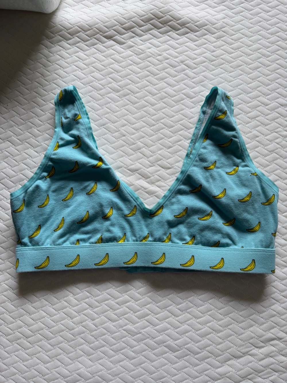 MeUndies Light Blue Bralette with Yellow Banana Motif